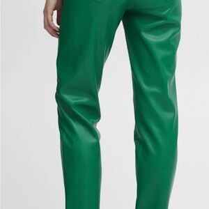 Zara women's Vibrant Green Straight leather pants